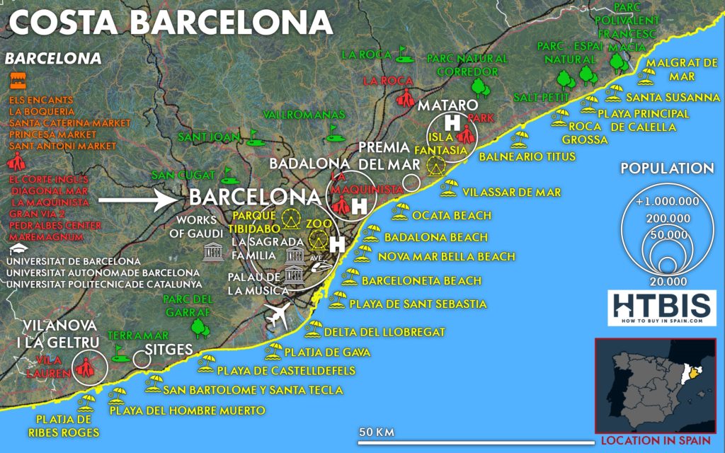 Costa Barcelona map