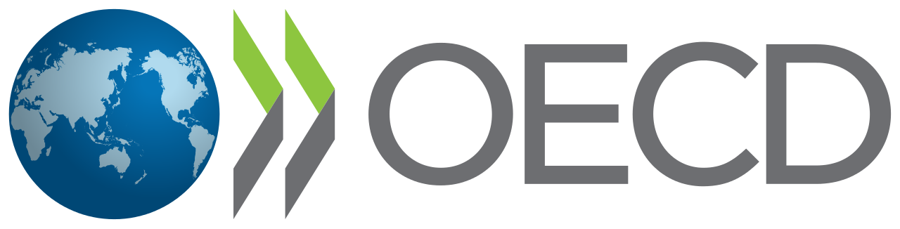 The oecd logo on a black background.