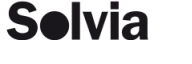 A black logo with the word solvia on it.