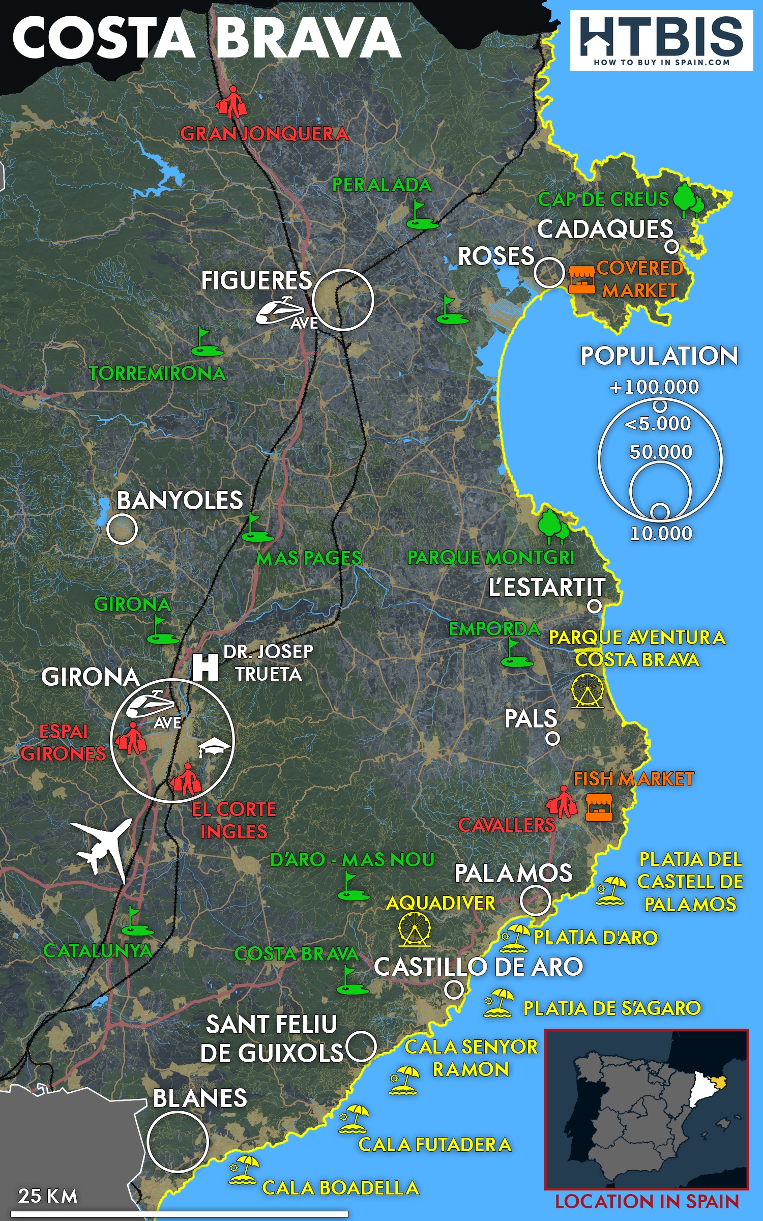 Costa brava map Infographic - How to buy in Spain