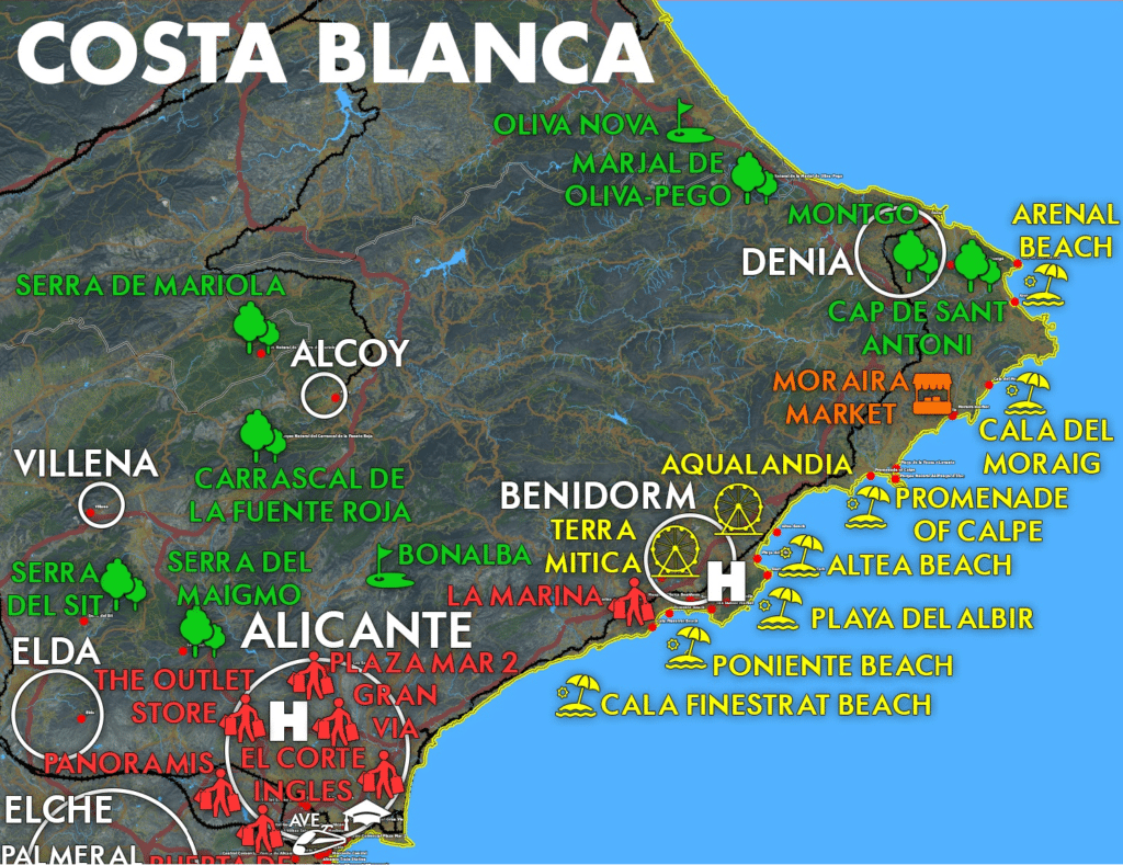 Costa Blanca map must see places Infographic