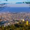 Barcelona cityscape viewed from a mountain top.