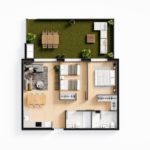 A floor plan of a small Gran Alicante New build apartment on a white background.