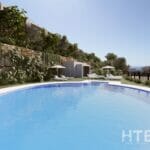 A 3D rendering of a penthouse in Malaga with a swimming pool.
