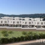 A rendering of a new build townhouse complex on a hillside in Marbella.