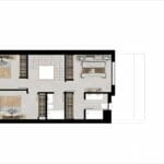 A floor plan of a two-bedroom apartment in the New build townhouse Marbella.