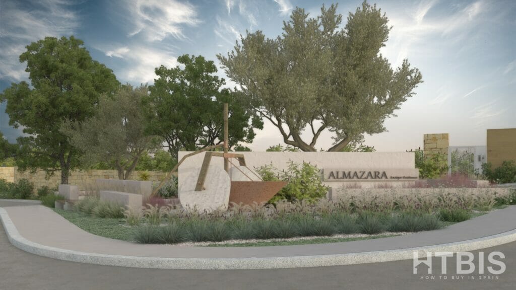 A rendering of the entrance to an apartment development in Malaga.
