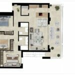 A floor plan of a two-bedroom Malaga New Build Apartment.