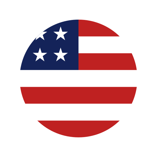 A circular symbol featuring the U.S. flag with three white stars and alternating red and white stripes, evoking a sense of patriotism as you prepare to discover the Spanish Costas and cities.